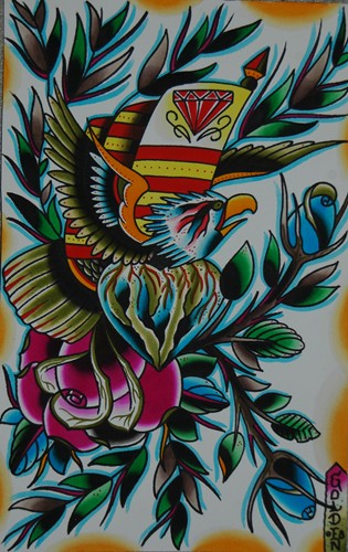 Tattoos - EAGLE AND ROSE - 31809